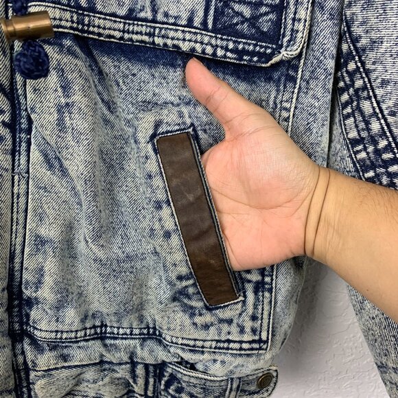 Vintage Horizon Outer Wear Jacket Adult Large Acid Wash Mario Blue Jean Denim - Picture 13 of 16